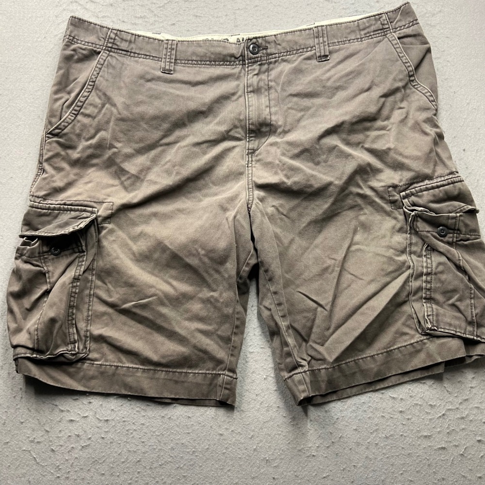 Vintage Old Navy Mens Cargo Shorts Brown Gray Cotton Twill 44 Tall 2038